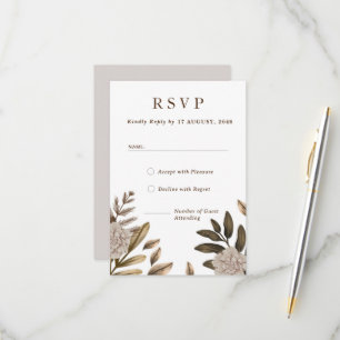Svarskort för Rustic Elegance Blommigt Bröllop OSA Kort
