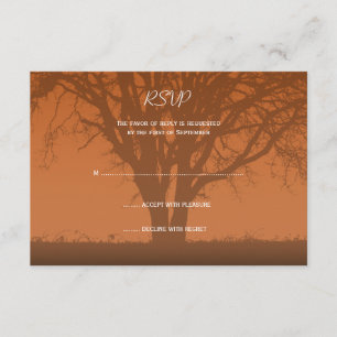 Svarskort för Rustic Orange Oak Träd Bröllop OSA Kort
