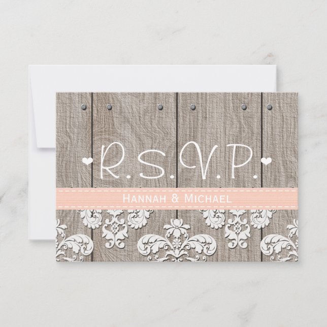 Svarskort för Rustic Peach Hydrangea Bröllop OSA (Framsida)