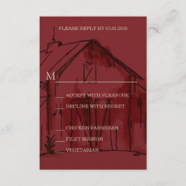 Svarskort för Rustic Red Barn Bröllop OSA Kort
