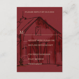 Svarskort för Rustic Red Barn Bröllop OSA Kort