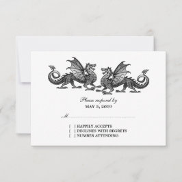 Svarskort för Silver Elegant Dragons Bröllop OSA Kort