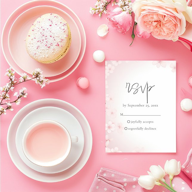 Svarskort för Soft Cherry Blommar OSA (Soft Cherry Blossom RSVP Response Card.)