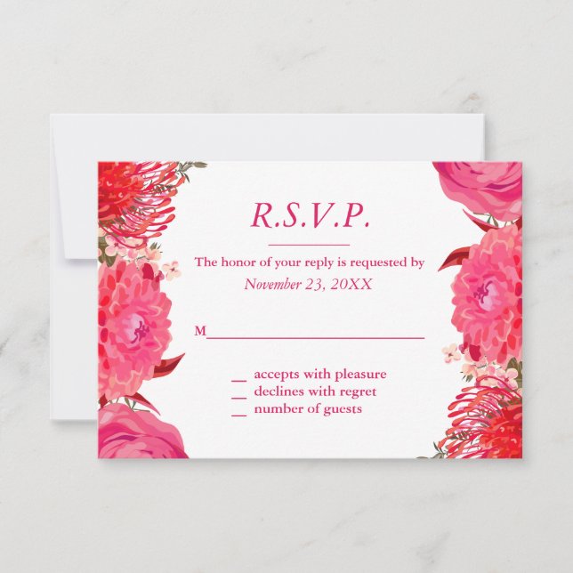 Svarskort för söt Rosa Peonies OSA Kort (Framsida)