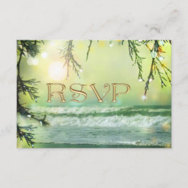 Svarskort för strandbröllop med gnistrande ljus OSA kort