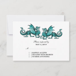 Svarskort för Teal Elegant Dragons Bröllop OSA Kort