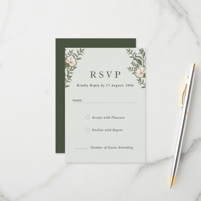 Svarskort för tidsoberoende inbjudan till blomman (Fram/Back In Situ)