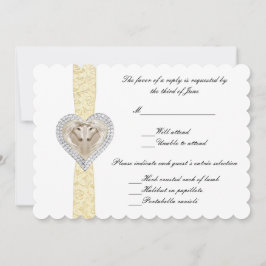 Svarskort för Unicorn Gult Snöre Bröllop Inbjudningar