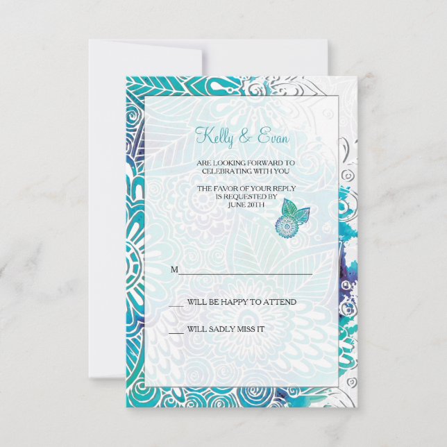 Svarskort för vattenfärg Fantasy Inbjudningar (Framsida)