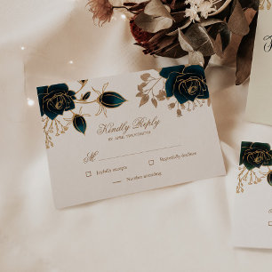 Svarskort för vattenfärgen Guld och Grönt Ro OSA Kort