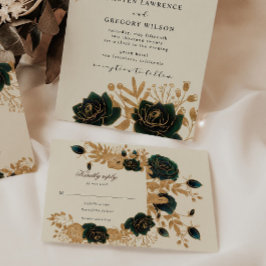 Svarskort för vattenfärgen guld ro blommigt OSA  