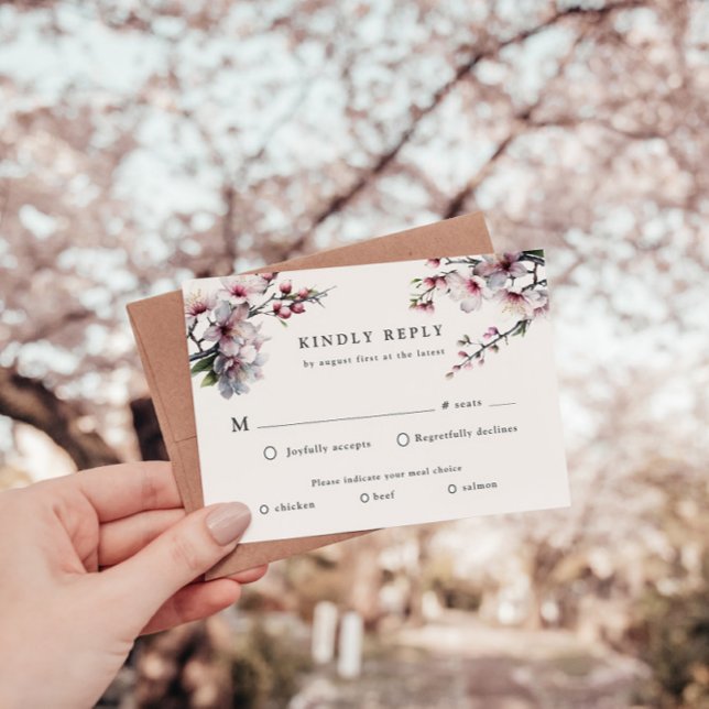 Svarskort för vattenfärgen Sakura Cherry Flower OS OSA Kort (Skapare uppladdad)