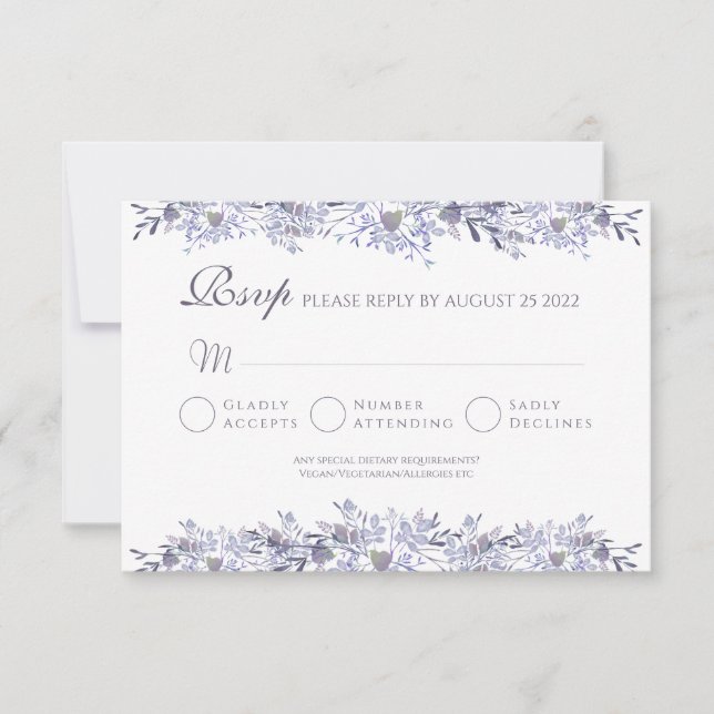 Svarskort för vintage Blommigt OSA Bröllop (Framsida)