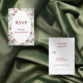 Svarskort för vintage-blommigt, romantiskt bröllop OSA kort