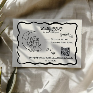 Svarskort för Whimsical Moon RSVP OSA Kort
