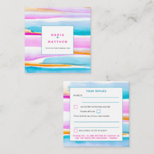 Svarskort från abstrakt tidal linjer rosa Blue brö Tilläggskort