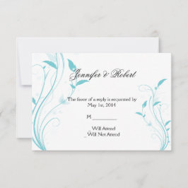 Svarskort från Aqua Blue Blommigt Filigree OSA Kort