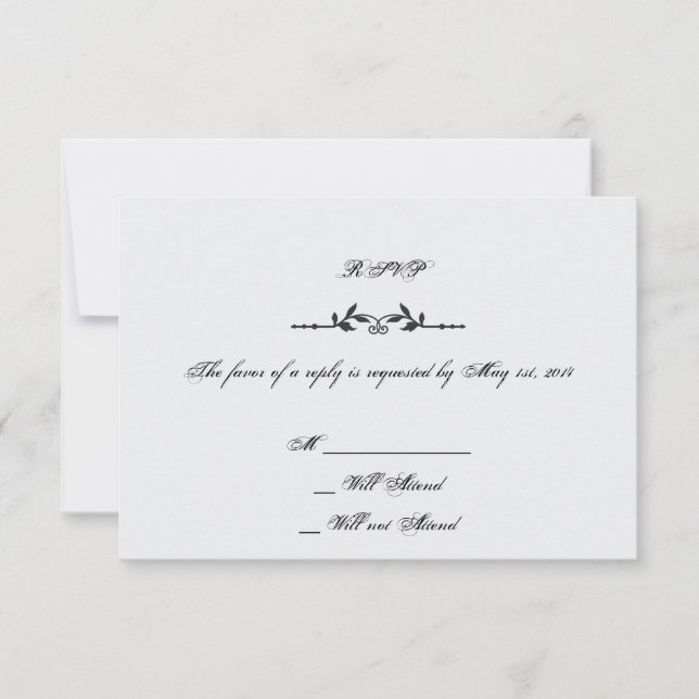 Svarskort från Aqua och Black Elegant bröllop OSA Kort (Framsida)