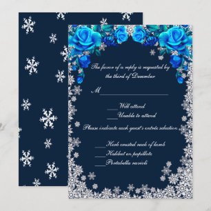 Svarskort från Bright Blue Ro Snowflake-julen Inbjudningar
