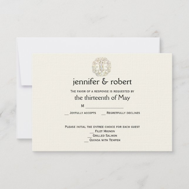 Svarskort från Celtic Livets träd Guld Bröllop OSA Kort (Framsida)