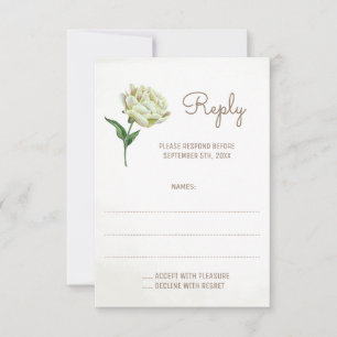 Svarskort från Cream Peony Flower Bröllop OSA Kort