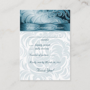 Svarskort från elegant bröllop Blommigt Löv Teal Tilläggskort