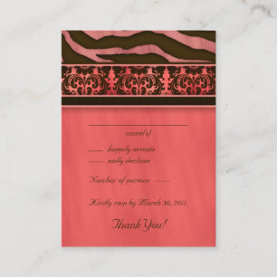 Svarskort från elegant bröllop till Zebra Damask C Tilläggskort