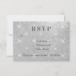 Svarskort från Faux silver glitter OSA bröllop