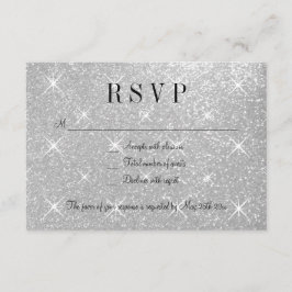 Svarskort från Faux silver glitter OSA bröllop Kort