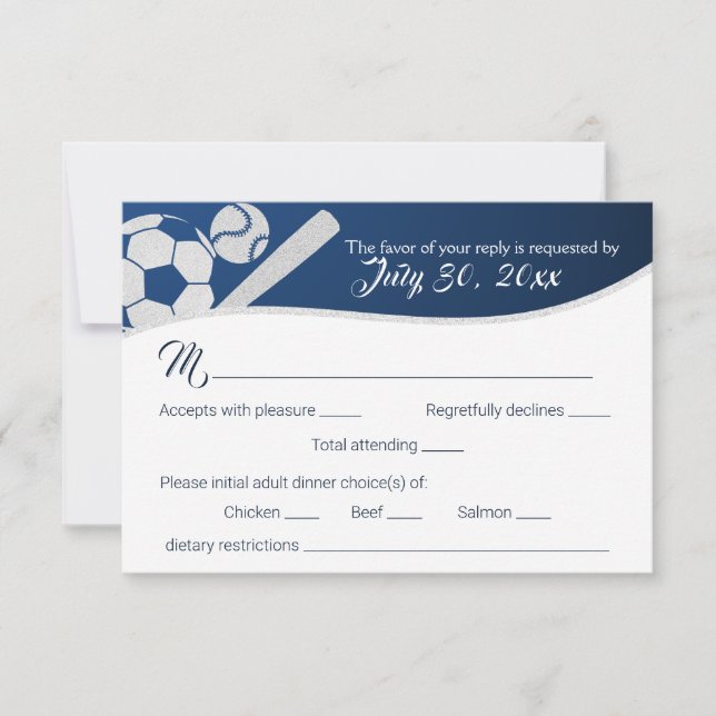 Svarskort från fotboll med val av middag OSA kort (Framsida)