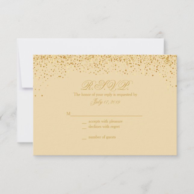 Svarskort från Golden Glitz Glitter Bröllop OSA Kort (Framsida)