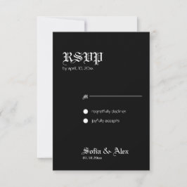 Svarskort från Gothic ro svart elegant bröllop OSA Kort