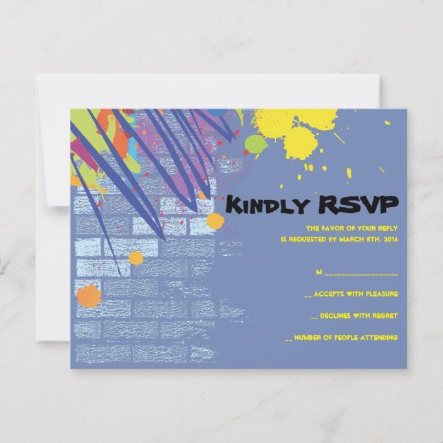 Svarskort från Graffiti Artist Girl Bat mitzvah In Inbjudningar (Framsida)