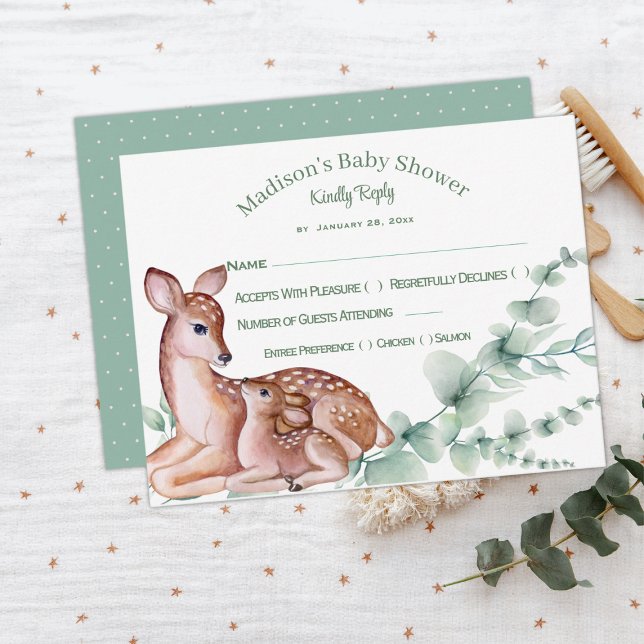 Svarskort från Hjort Fawn Baby Shower OSA Kort (Skapare uppladdad)