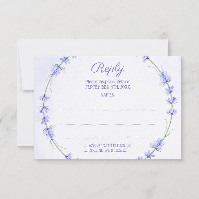 Svarskort från Lavender Wand Monogram Bröllop OSA Kort (Framsida)