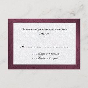Svarskort från Maroon Damask Wedding OSA Kort