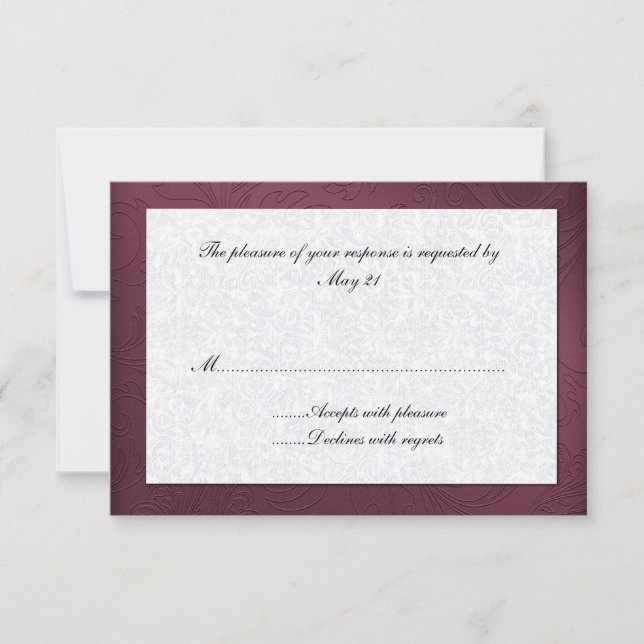 Svarskort från Maroon Damask Wedding OSA Kort (Framsida)