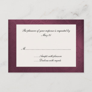 Svarskort från Maroon Damask Wedding OSA Kort