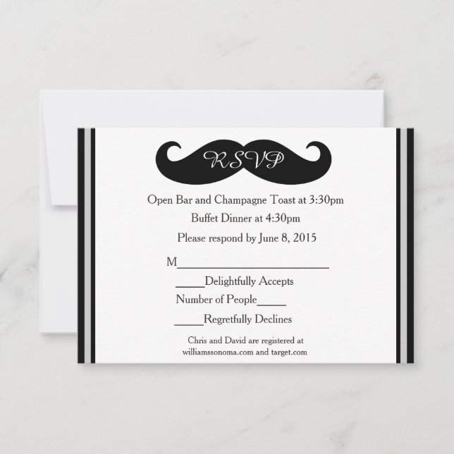 Svarskort från Mustache Gay Bröllop OSA Kort (Framsida)