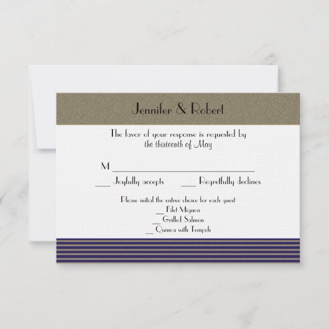 Svarskort från Navy Art Deco Posh Bröllop OSA Kort (Framsida)