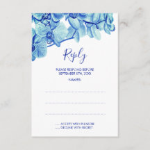 Svarskort från Radiant Blue Orchids Bröllop