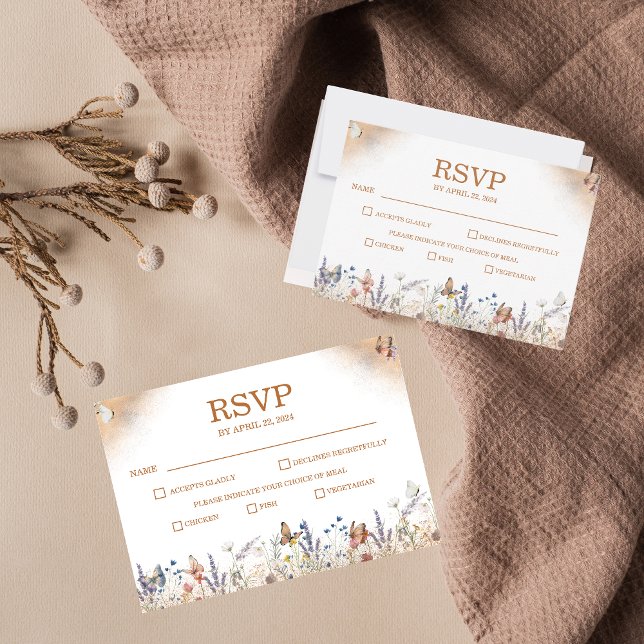 Svarskort från Ro Guld Butterfly Garden Wedding Ca OSA Kort (Skapare uppladdad)