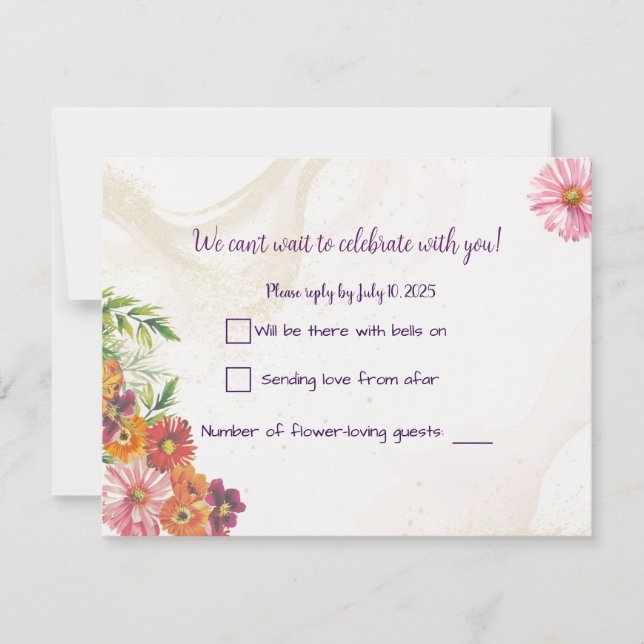 Svarskort från Romantic Wildblomma Vår bröllop OSA Kort (Framsida)