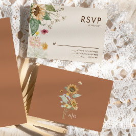 Svarskort från Rustic Solros Beige Bröllop OSA