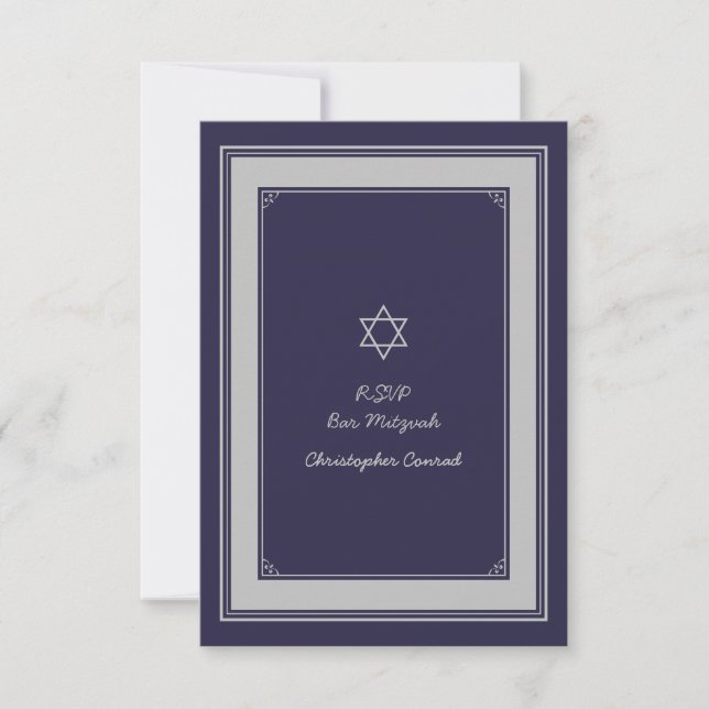 Svarskort från Silver Grått Pub Mitzvah OSA Kort (Framsida)