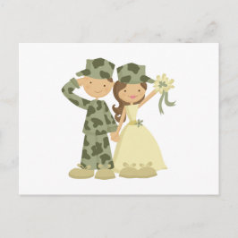 Svarskort från Soldier och Bride Bröllop Inbjudan Vykort