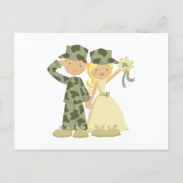 Svarskort från Soldier och Bride Bröllop Inbjudan Vykort