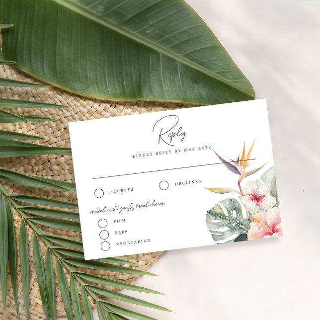 Svarskort från Tropical Boho Botanical Bröllop OSA Kort (Skapare uppladdad)