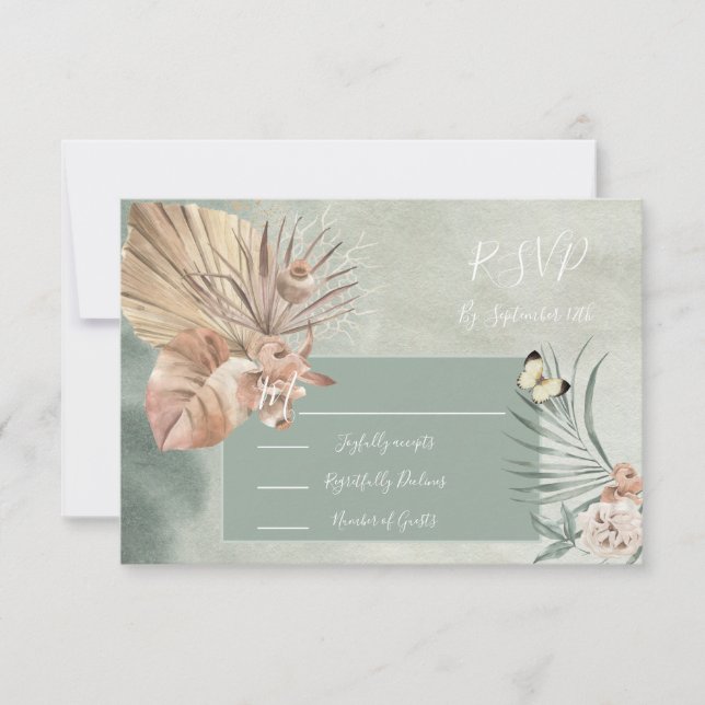 Svarskort från Tropical Oasis Handflatan löv OSA (Framsida)