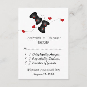 Svarskort Geeky Gamers Bröllop (Mörk) OSA Kort